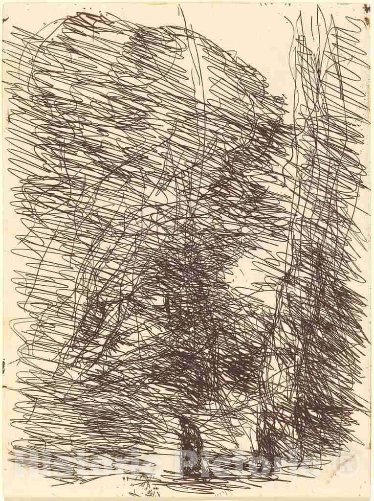 Art Print : Baptiste-Camille Corot, Dreamer Under Tall Trees (Le Reveur Sous les Grands arbres), 1874 - Vintage Wall Art