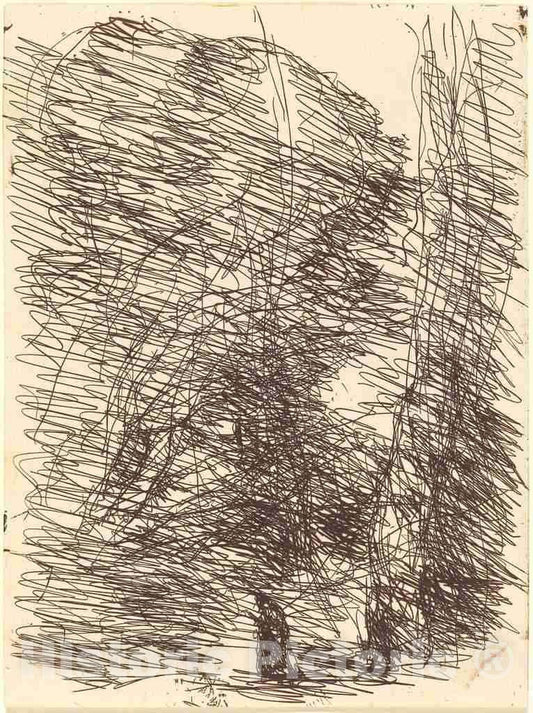 Art Print : Baptiste-Camille Corot, Dreamer Under Tall Trees (Le Reveur Sous les Grands arbres), 1874 - Vintage Wall Art