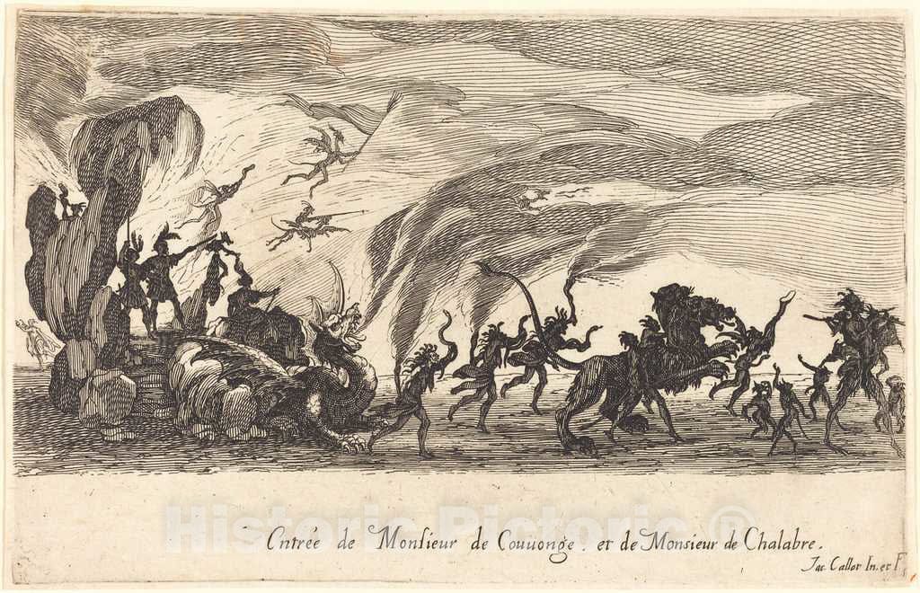 Art Print : Jacques Callot, Entry of M. de Couvonge and M. de Chalabre, 1627 - Vintage Wall Art