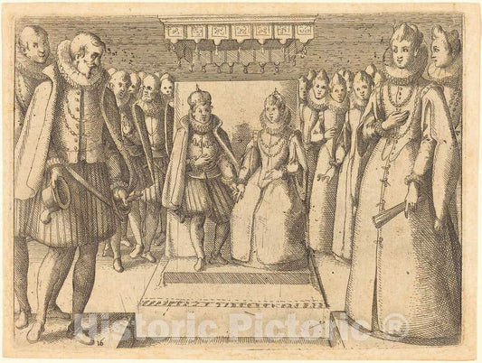 Art Print : Jacques Callot, Meeting of Margaret of Austria and Philip III, 1612 - Vintage Wall Art