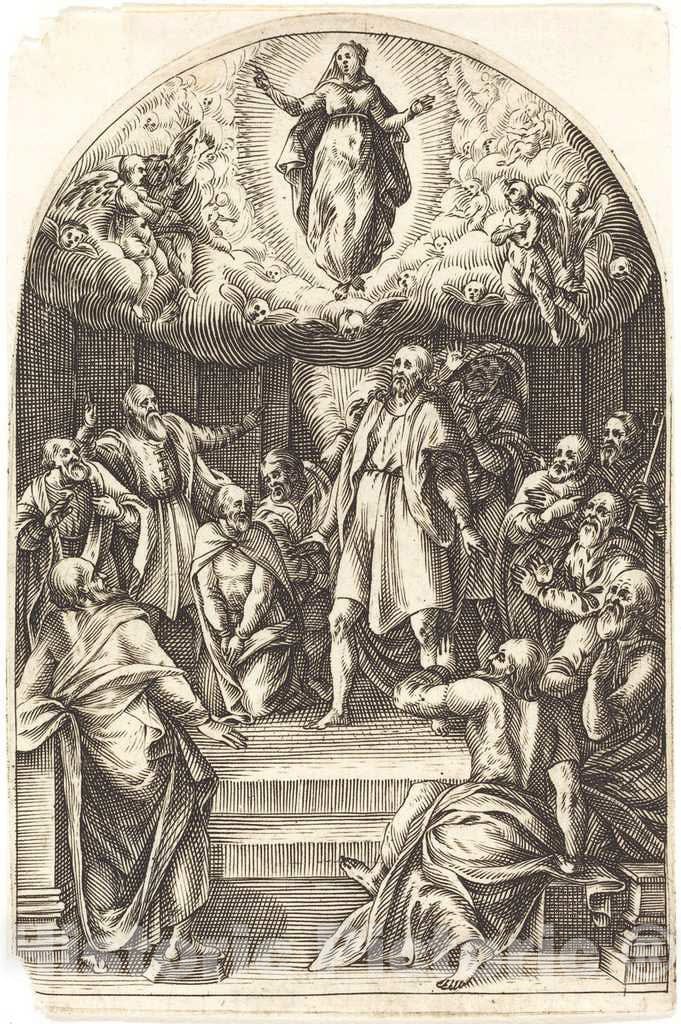 Art Print : Jacques Callot, The Assumption, c.1610 - Vintage Wall Art