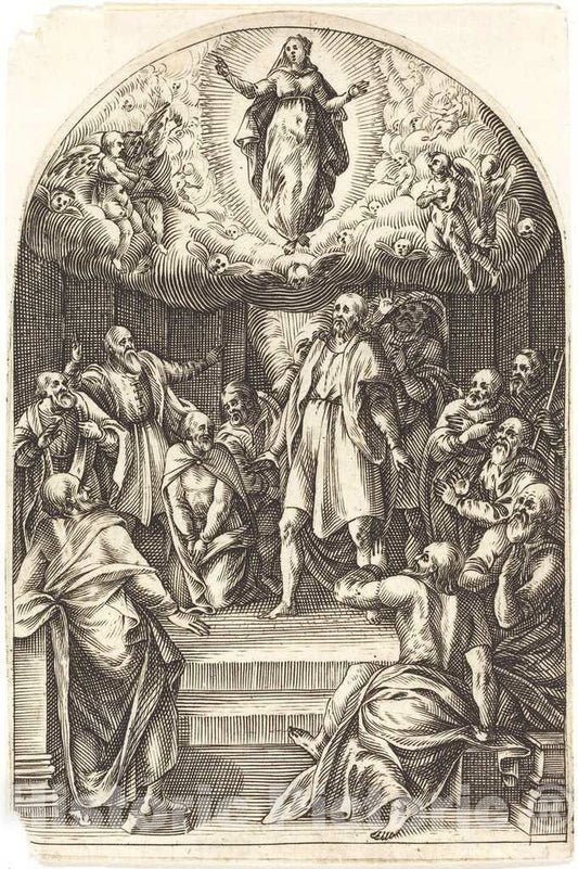 Art Print : Jacques Callot, The Assumption, c.1610 - Vintage Wall Art