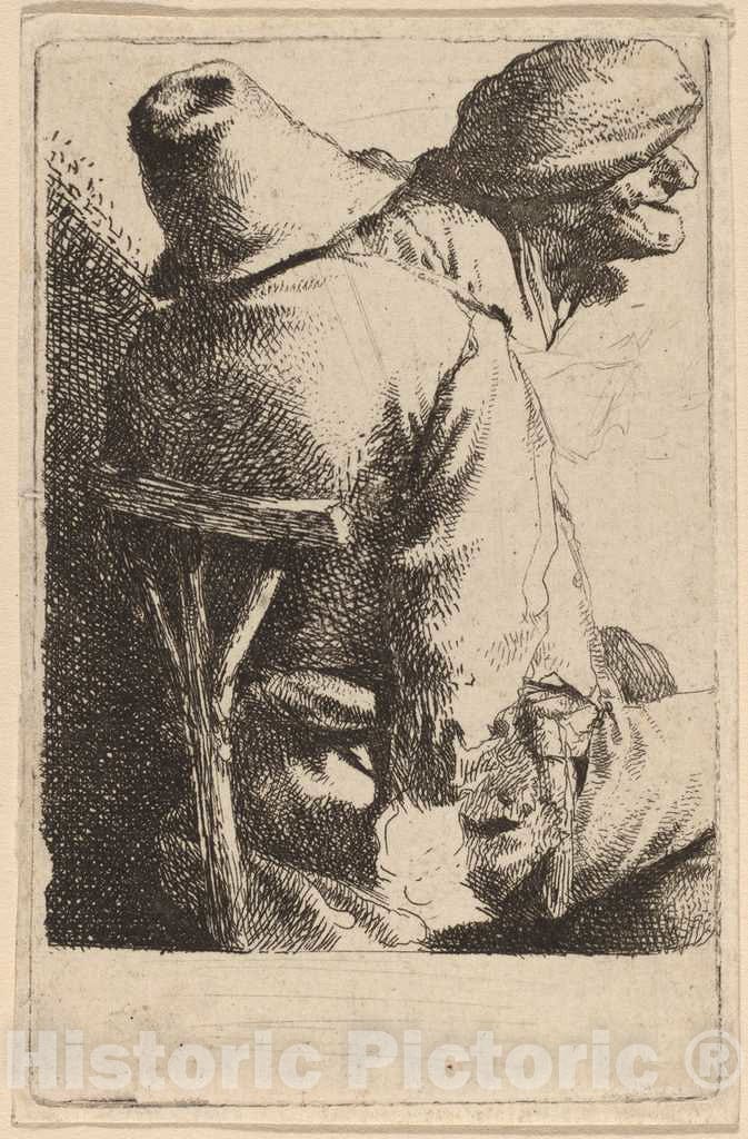Art Print : Cornelis Bega, The Seated Peasant and His Wife - Vintage Wall Art
