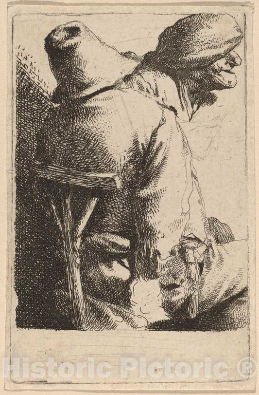 Art Print : Cornelis Bega, The Seated Peasant and His Wife - Vintage Wall Art