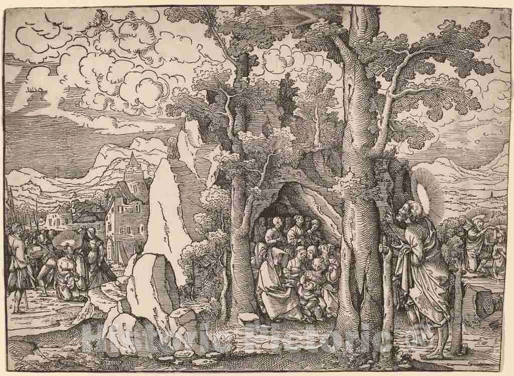 Art Print : Frans Crabbe Van Espleghem, Saint John The Baptist Preaching, Possibly c. 1530 - Vintage Wall Art