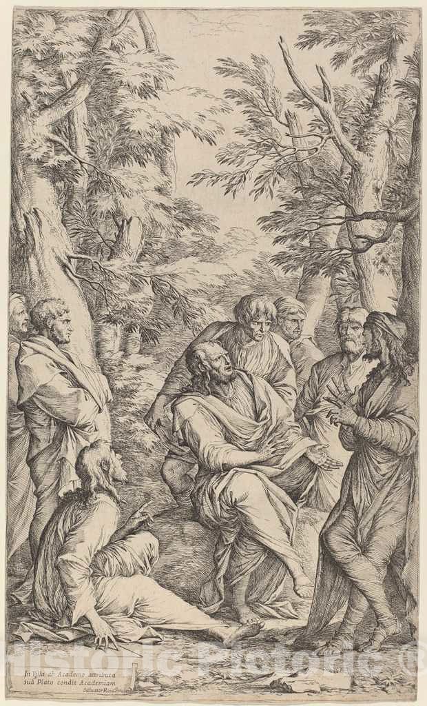 Art Print : Salvator Rosa, The Academy of Plato - Vintage Wall Art