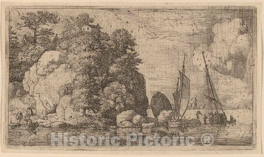 Art Print : Allart Van Everdingen, Two Boats on a Wide River, c.1651 - Vintage Wall Art