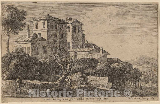 Art Print : Herman Van Swanevelt, View of The Vineyard of The Villa Mamsrona - Vintage Wall Art