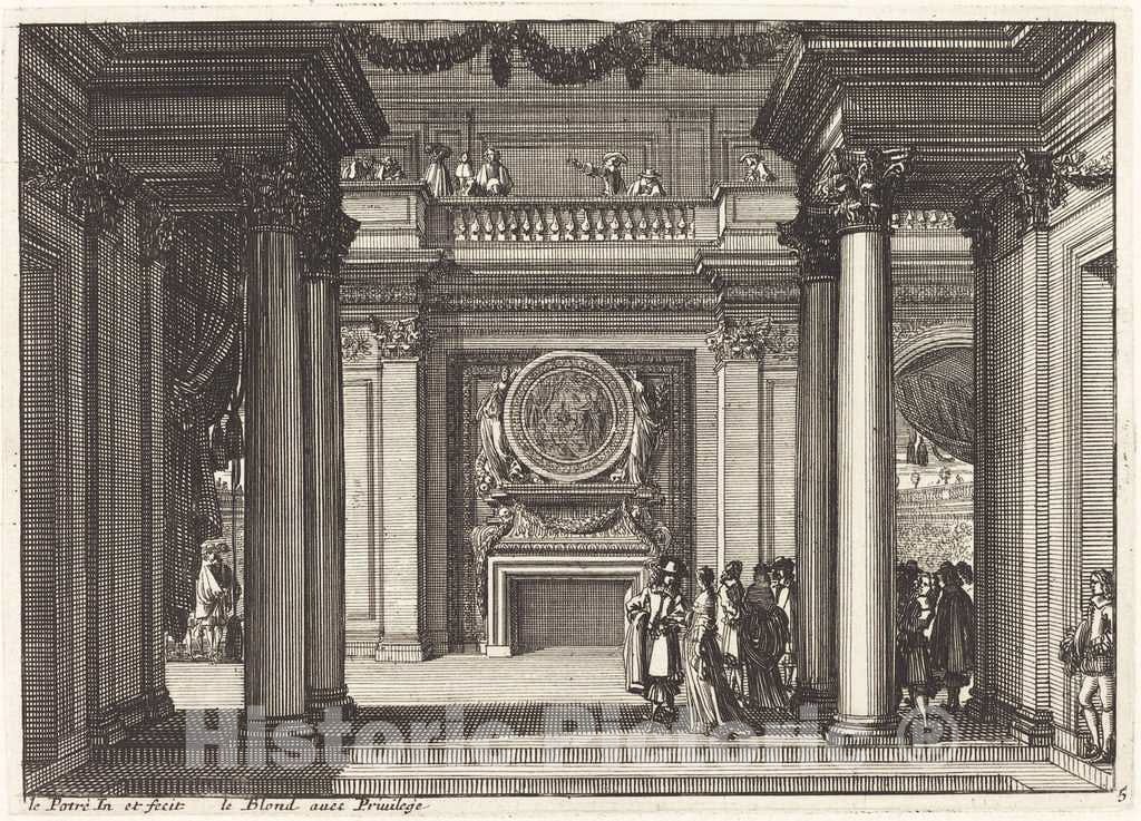 Art Print : Jean Lepautre, Fireplaces and Other Interior Decorations - Vintage Wall Art