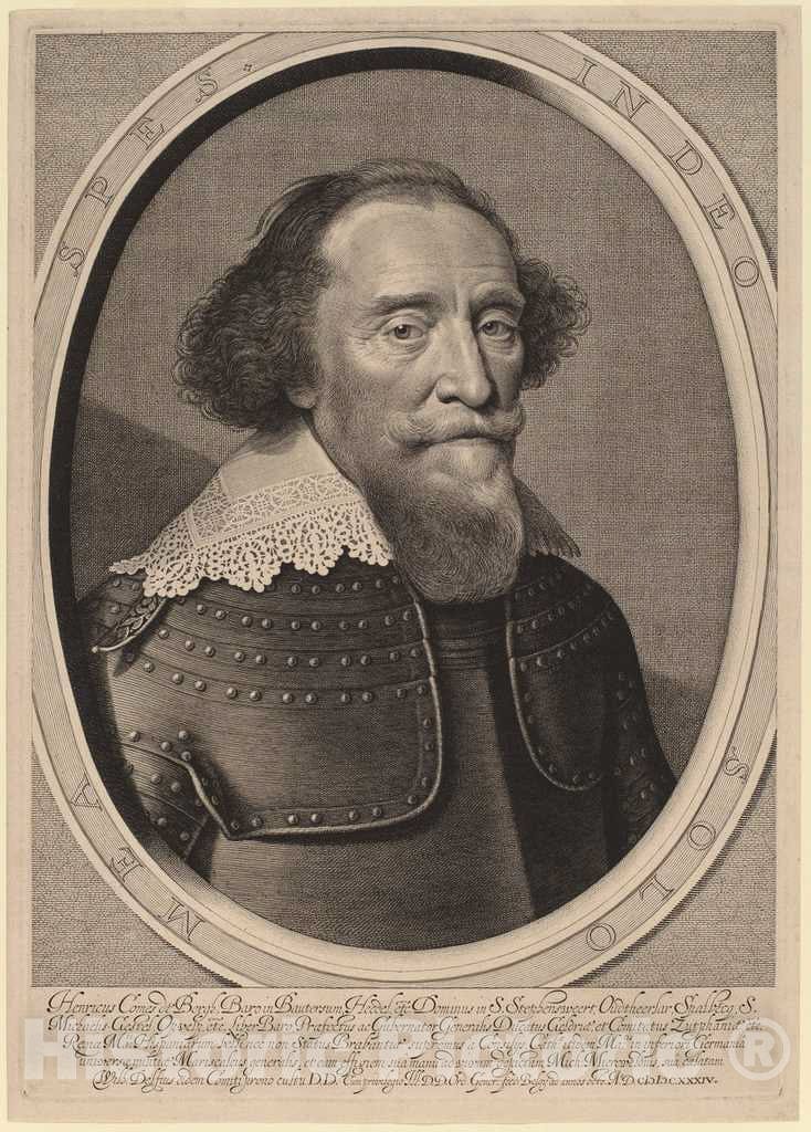Art Print : Delff After Michiel Van Miereveld, Henry, Count de Bergh, 1634 - Vintage Wall Art