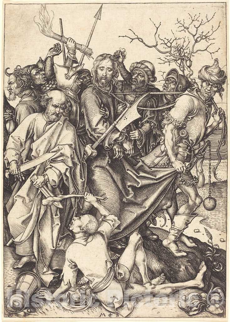 Art Print : Martin Schongauer, The Betrayal and Capture of Christ, c. 1480 - Vintage Wall Art