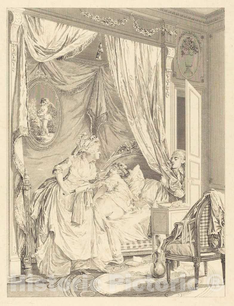 Art Print : Dequevauviller After Nicolas Lavreince, Le Contretemps, 1786 - Vintage Wall Art