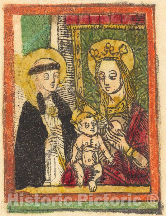 Art Print : Saint Bernard with The Madonna and Child, c.1490 - Vintage Wall Art