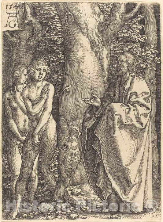 Art Print : Aldegrever, Adam and Eve Hide Themselves, 1540 - Vintage Wall Art