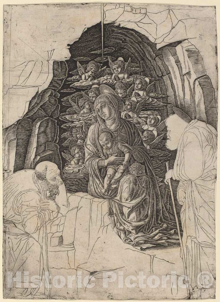 Art Print : Mantegna, The Adoration of The Magi (Virgin in The Grotto), c.1478 - Vintage Wall Art