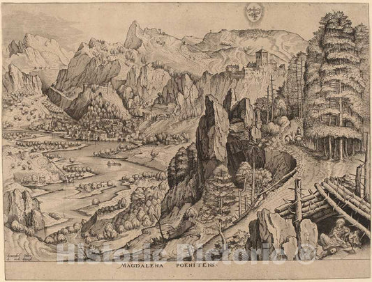 Art Print : Doetechum After Brugel The Elder, Magdalena Poenitens (The Penitent Magdalene), c.1556 - Vintage Wall Art