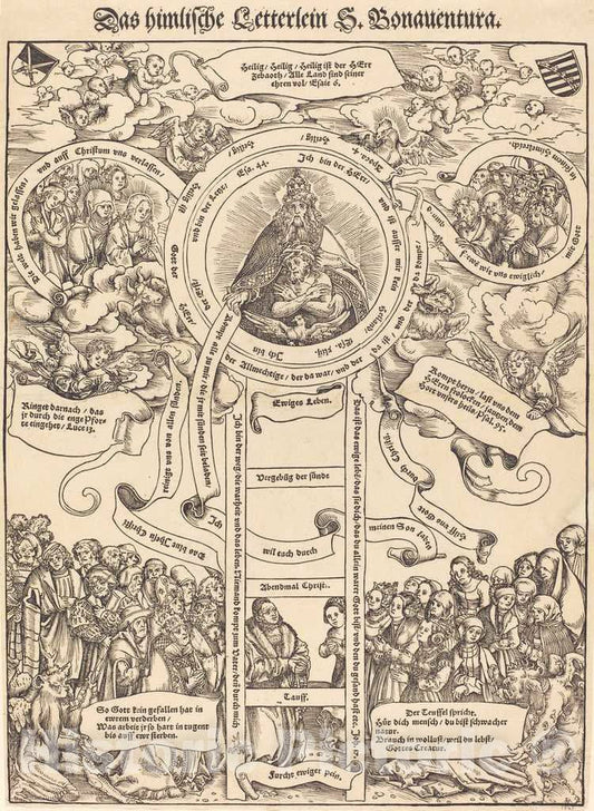 Art Print : Lucas Cranach The Elder, The Celestial Ladder of Saint Bonaventura - Vintage Wall Art