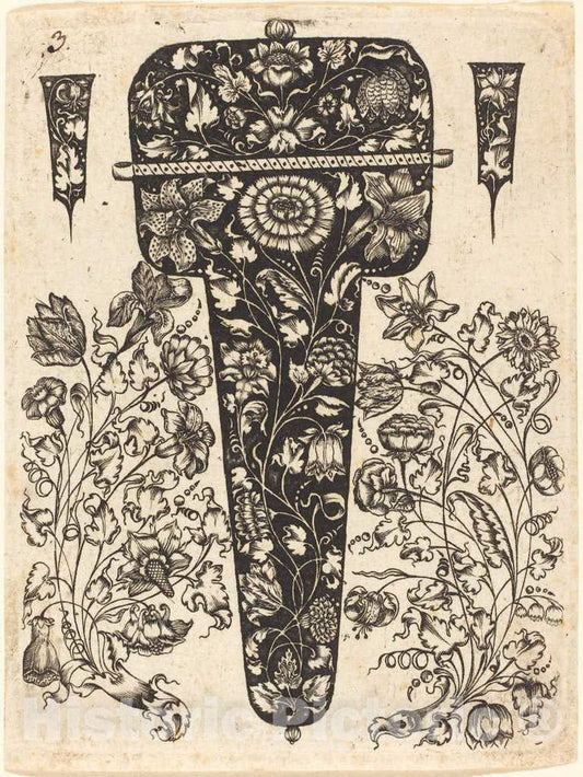 Art Print : Johannes Hanias, Pendant Embellished with Flowers - Vintage Wall Art