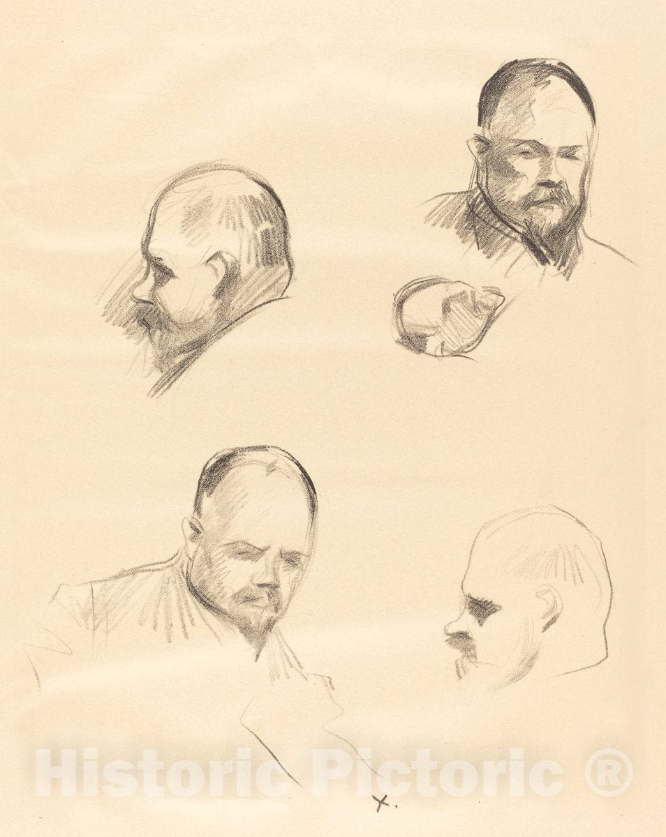 Art Print : Louis Forain, Four Sketches of Ambroise Vollard, c. 1910 - Vintage Wall Art