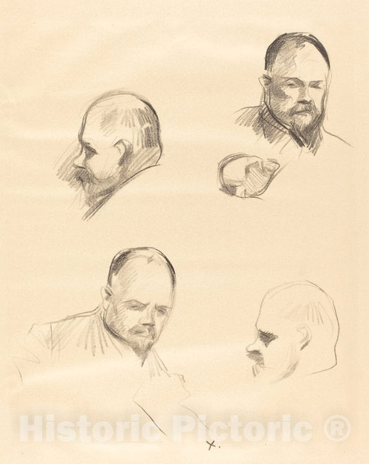 Art Print : Louis Forain, Four Sketches of Ambroise Vollard, c. 1910 - Vintage Wall Art