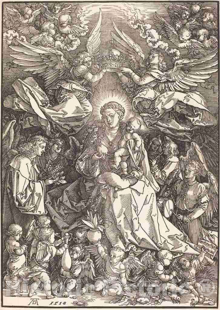 Art Print : Albrecht DÃ¼rer, The Virgin Surrounded by Many Angels, 1518 - Vintage Wall Art