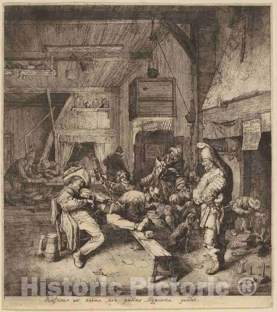 Art Print : Cornelis Dusart, Violin Player Seated in a Tavern, 1685 - Vintage Wall Art