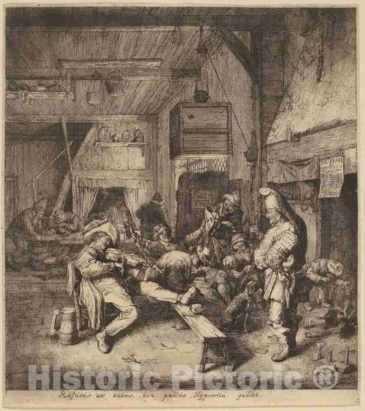 Art Print : Cornelis Dusart, Violin Player Seated in a Tavern, 1685 - Vintage Wall Art