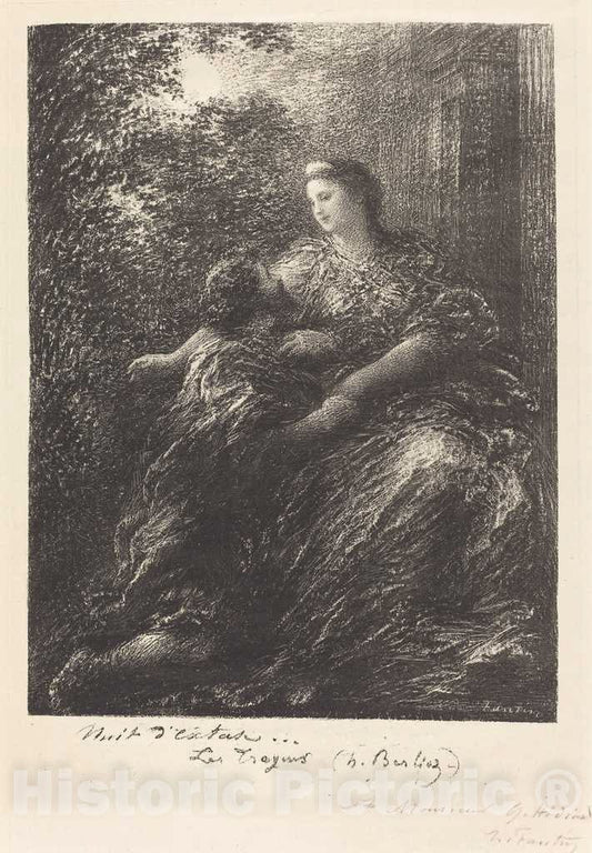 Art Print : Henri Fantin-Latour, Duet from The Trojans (6th Plate), 1894 - Vintage Wall Art