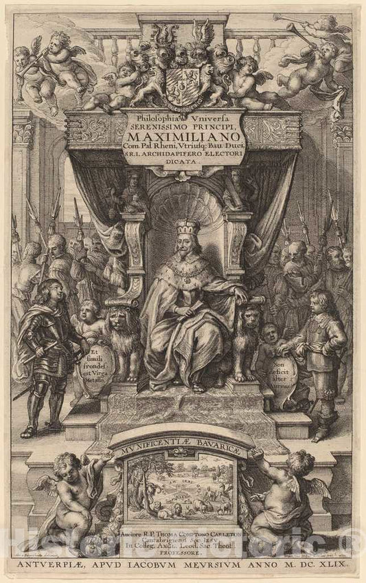 Art Print : Hollar After Diepenbeeck, Title Page to Philosophia Universia, 1649 - Vintage Wall Art