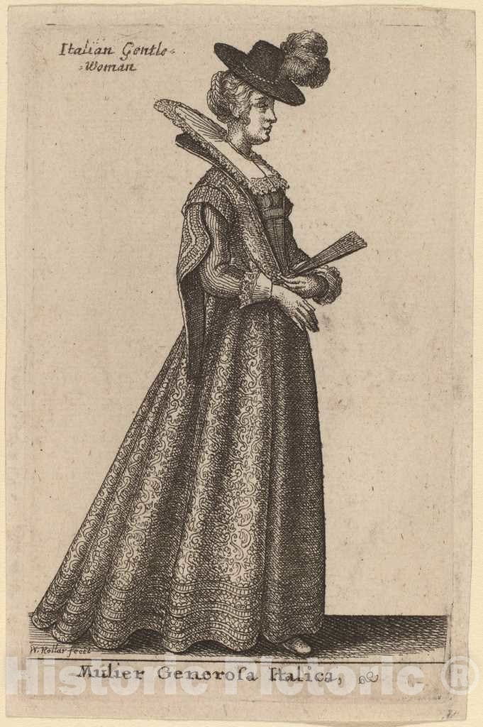Art Print : Wenceslaus Hollar, Mulier Generosa Italica - Vintage Wall Art