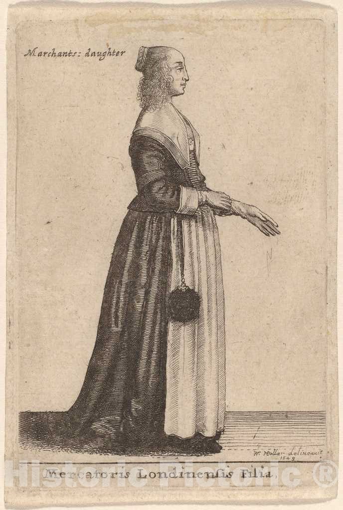 Art Print : Wenceslaus Hollar, Mercatoris Londinensis Filia, 1643 - Vintage Wall Art