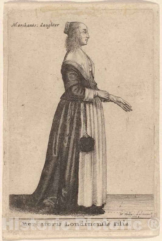 Art Print : Wenceslaus Hollar, Mercatoris Londinensis Filia, 1643 - Vintage Wall Art