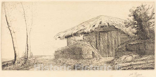 Art Print : Alphonse Legros, Shepherd's Hut on a Hillside (Bergerie sur le coteau) - Vintage Wall Art