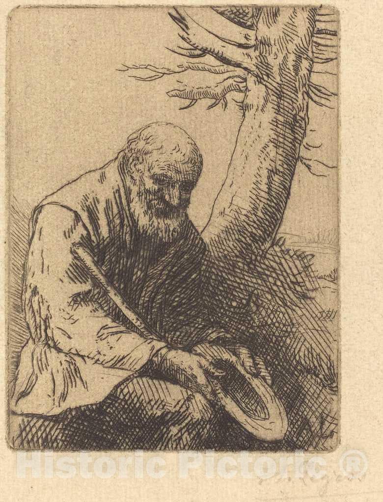 Art Print : Alphonse Legros, Beggar with Hat in Hand (Mendiant avec Son Chapeau a la Main) - Vintage Wall Art