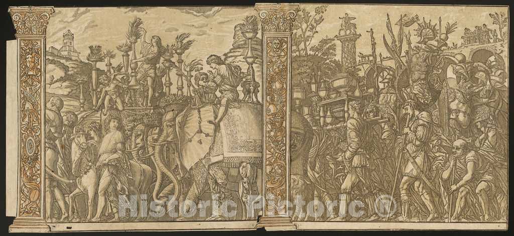 Art Print : Andreani After Mantegna, The Triumph of Julius Caesar [no.5 and 6 Plus 2 Columns], 1599 - Vintage Wall Art