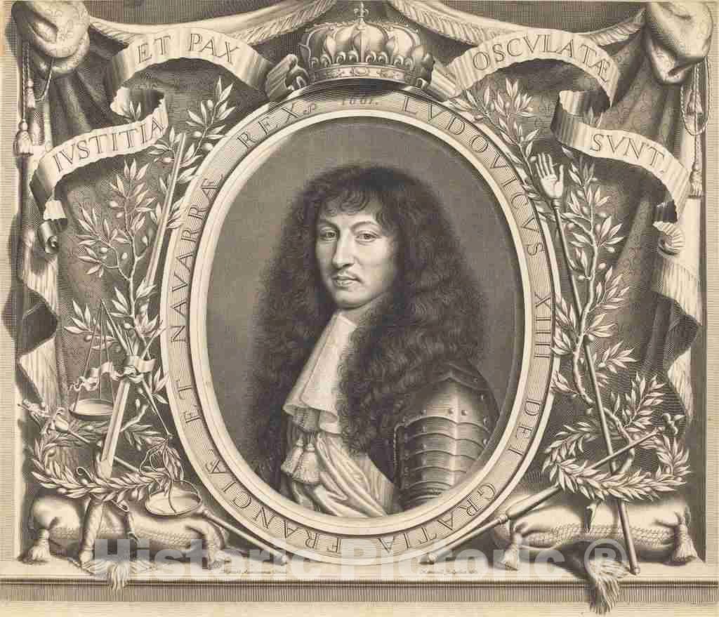 Art Print : Nanteuil After Nicolas Mignard, Louis XIV, 1661 - Vintage Wall Art