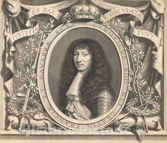 Art Print : Nanteuil After Nicolas Mignard, Louis XIV, 1661 - Vintage Wall Art
