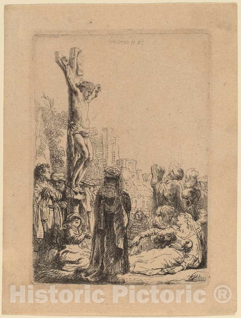 Art Print : Rembrandt, The Crucifixion: Small Plate, c. 1635 - Vintage Wall Art