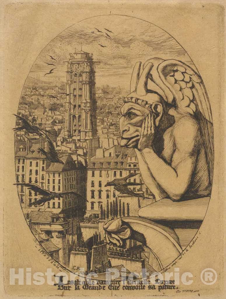 Art Print : Charles Meryon, Le stryge (The Vampire), 1853 - Vintage Wall Art