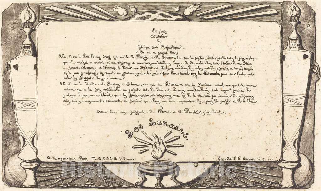 Art Print : Charles Meryon, La LOI lunaire, 1er Planche (Lunar Law, 1st Plate), 1856 - Vintage Wall Art