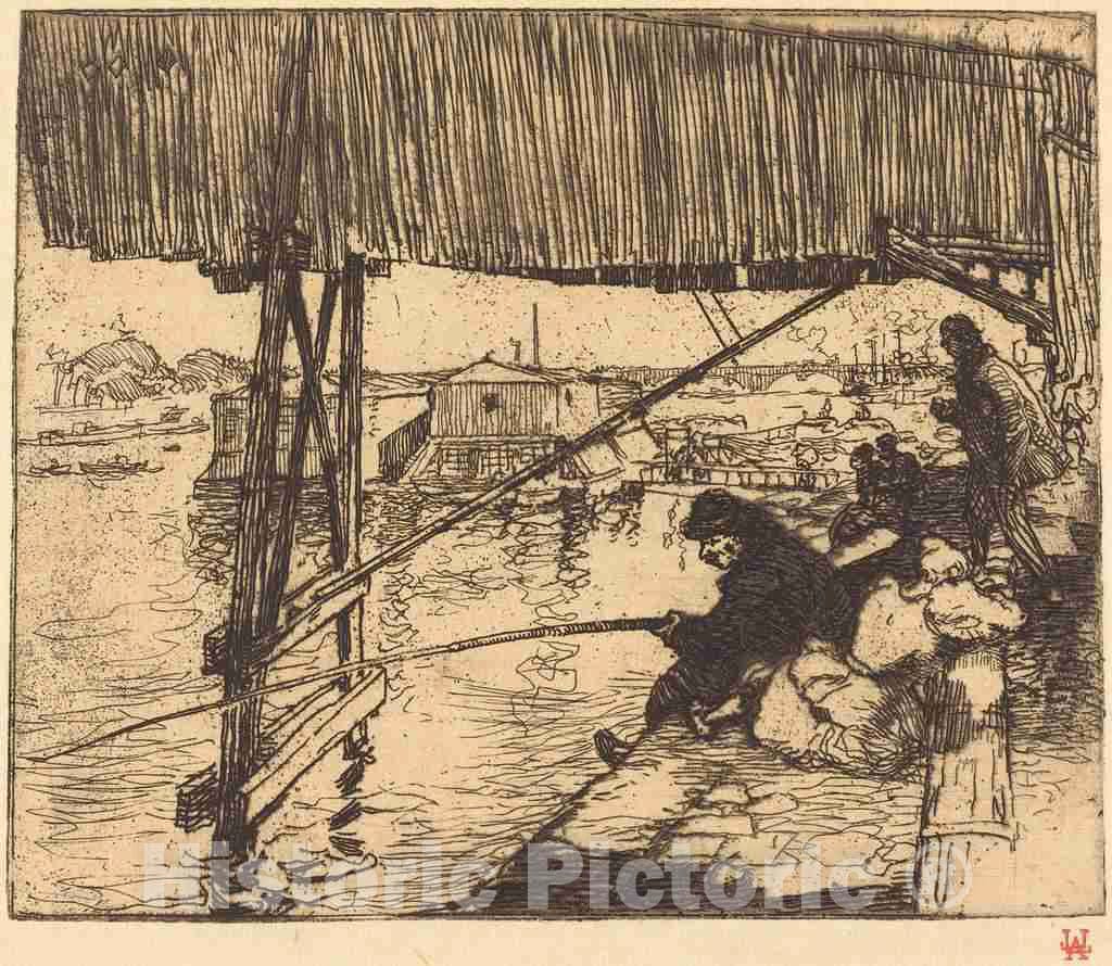 Art Print : Auguste LepÃ¨re, Under The Bridge of Bercy (Sous le pont de Bercy), 1894 - Vintage Wall Art