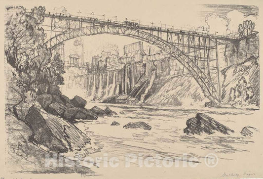 Art Print : Joseph Pennell, The Steel Bridge, 1910 - Vintage Wall Art