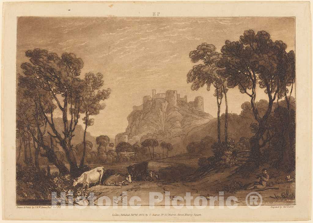 Art Print : Turner and Turner, The Castle Above The Meadows, 1808 - Vintage Wall Art