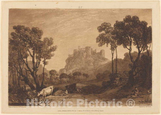 Art Print : Turner and Turner, The Castle Above The Meadows, 1808 - Vintage Wall Art