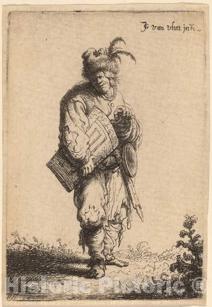 Art Print : Johannes Van Vliet, The Hurdy-Gurdy Player, 1632 - Vintage Wall Art