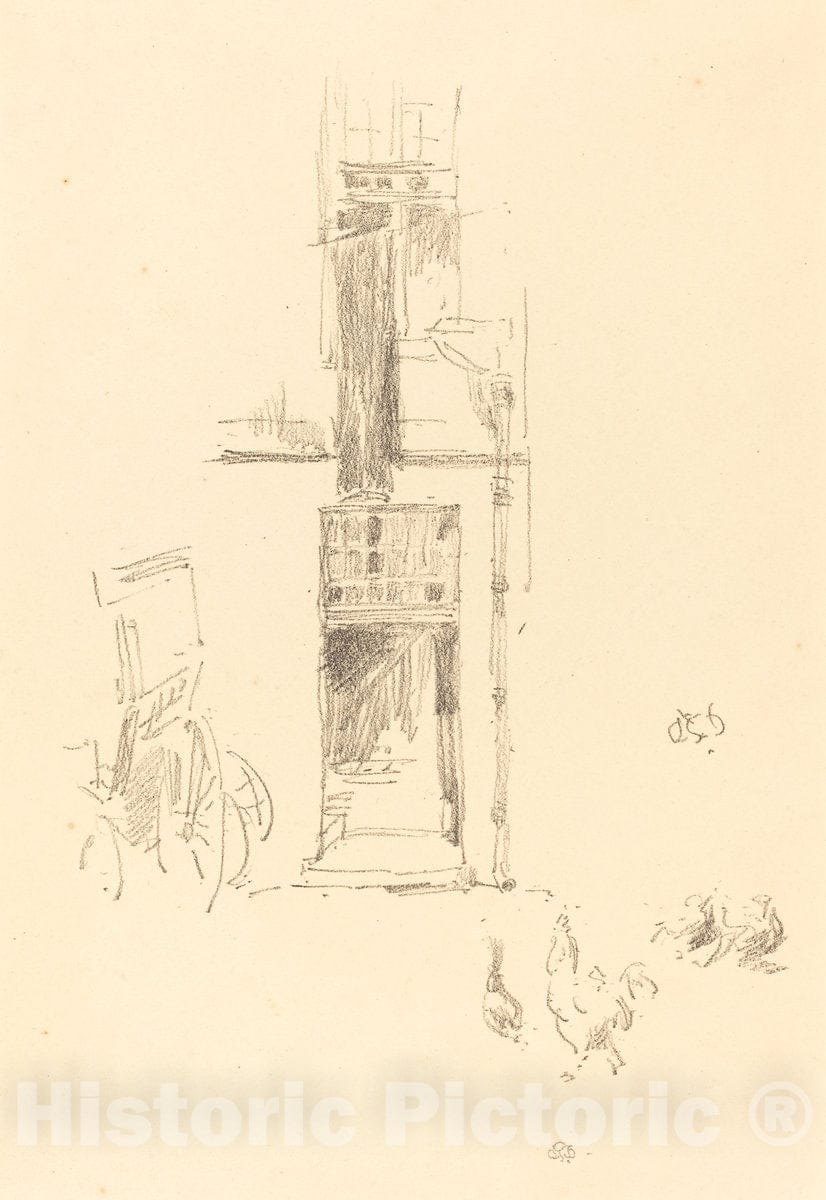 Art Print : James McNeill Whistler, Cocks and Hens, HÃ´tel Colbert, 1891 - Vintage Wall Art