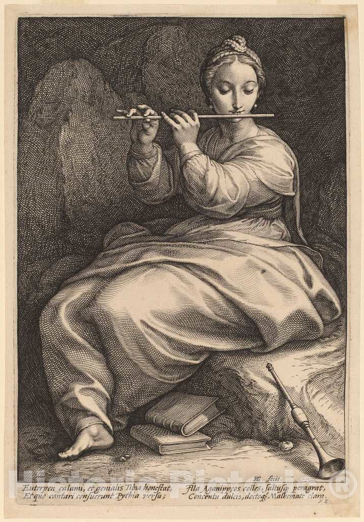 Art Print : Hendrik Goltzius, Euterpe, 1592 - Vintage Wall Art
