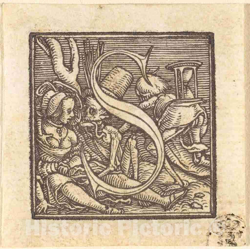 Art Print : Hans Holbein The Younger, Letter S - Vintage Wall Art