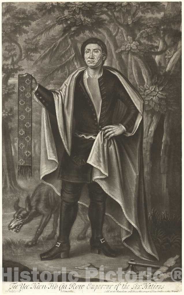 Art Print : Verelst, Tee Yee Neen Ho Ga Row, Emperor of The Six Nations, After 1710 - Vintage Wall Art