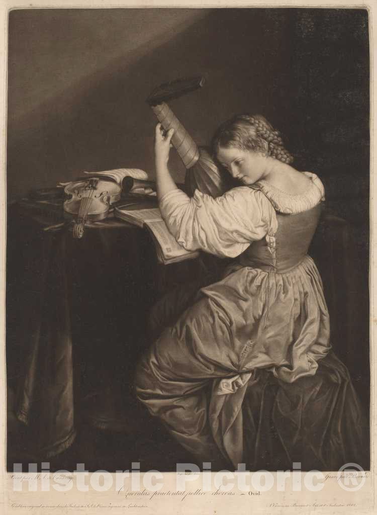 Art Print : Gentileschi, Querulas praetentat pollice cordas (The Lute Player), 1802 - Vintage Wall Art